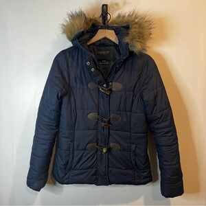 Girls | Aeropostale Navy Blue Faux Fur Winter Jacket | Medium